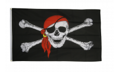 Piraten-Flagge mit Stab schwarz-weiss 45x30cm , günstige Faschings